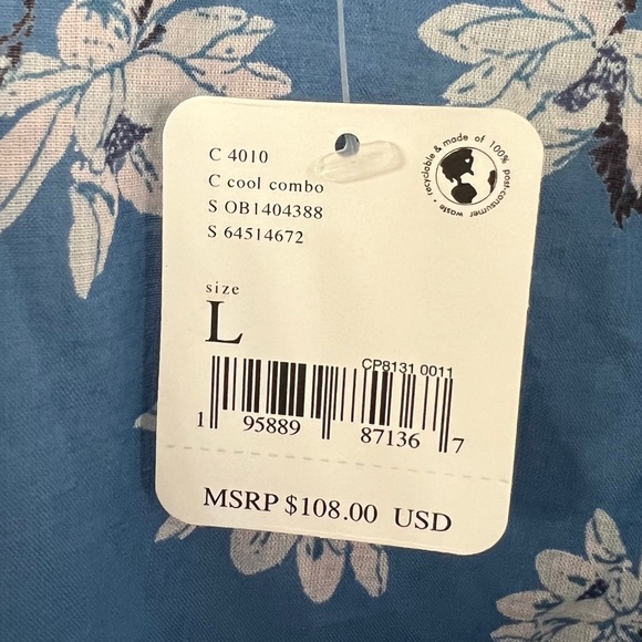 Free People Amanda Ruffle Top in Cool Combo Size L - Picture 10 of 12